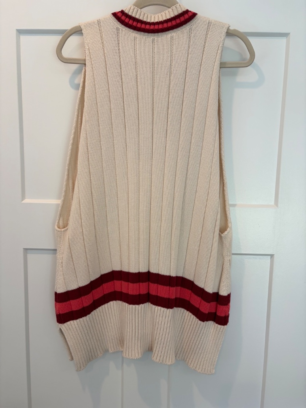 Maeve oversized cable varsity type sweater vest - Picture 5 of 6
